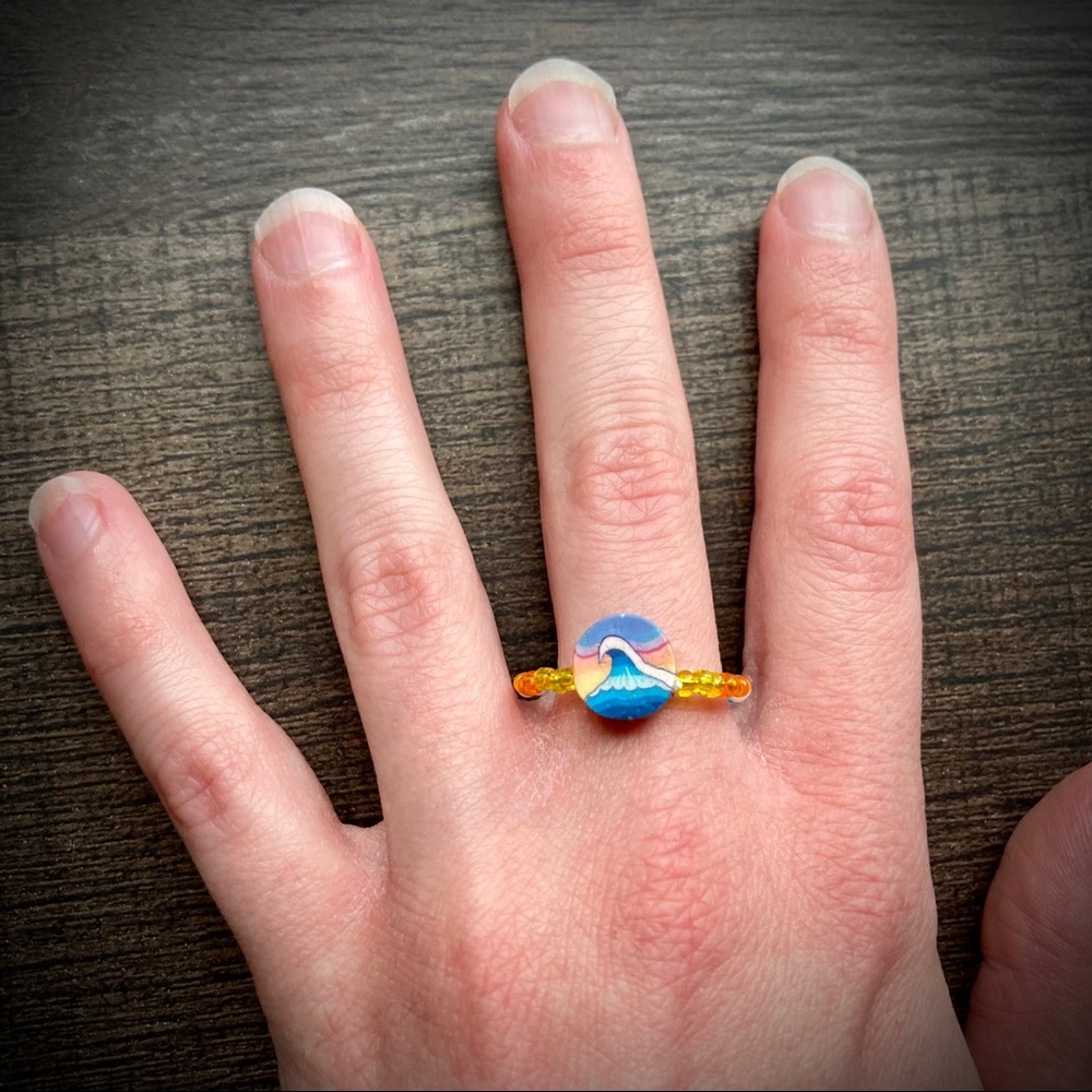 NWOT Vintage 90s Y2K Beach Wave Bead Ring Sz 10